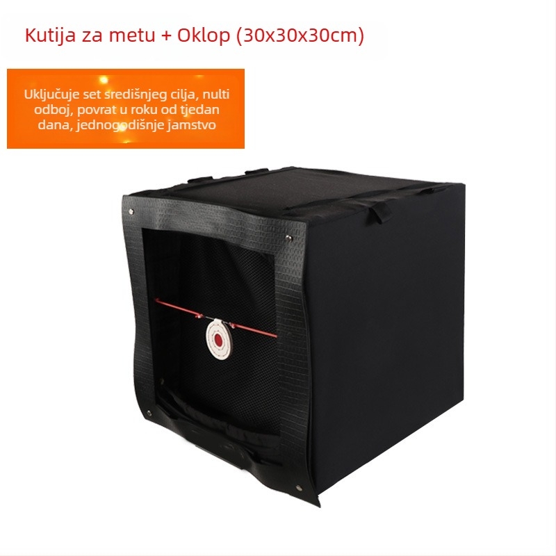 Kutija za praksu za prak s izdržljivom elastičnom tkaninom (nije platno), za unutarnju upotrebu, s držačem mete