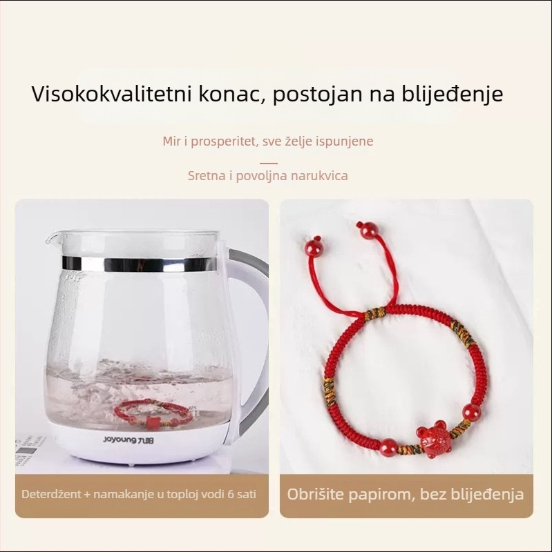 Ručni pleteni narukvica od crvenog konca s cinnabarom i zodijakom, za žene, Festival čamaca zmajeva