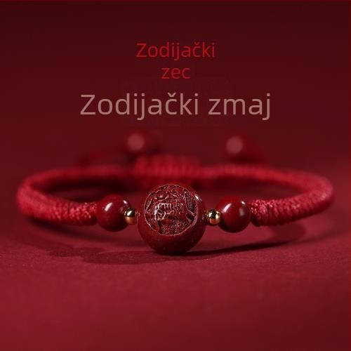 Narukvica od cinabara sa dvanaest znakova zodijaka, ručno izrađena, crvena pletena narukvica za žene