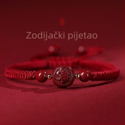 Narukvica od cinabara sa dvanaest znakova zodijaka, ručno izrađena, crvena pletena narukvica za žene