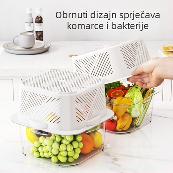 Višeslojni sklopivi košar za ocjeđivanje, za kućnu upotrebu, za pranje riže, voća i povrća, s vodnim filtrom