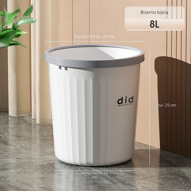 Kućni koš za otpad, 2025 novi model, velik kapacitet, plastični bačvastog oblika bez poklopca, za kupaonicu, WC, dnevnu sobu, kuhinju, spavaću sobu i ured, 12 L ili više