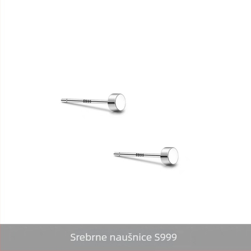 S999 srebrne minimalističke ravne naušnice za muškarce, geometrijski punk stil