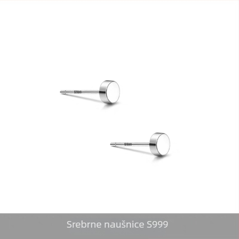 S999 srebrne minimalističke ravne naušnice za muškarce, geometrijski punk stil