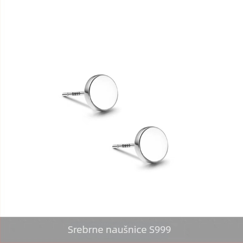 S999 srebrne minimalističke ravne naušnice za muškarce, geometrijski punk stil