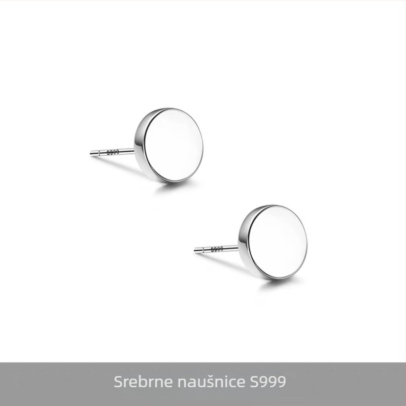 S999 srebrne minimalističke ravne naušnice za muškarce, geometrijski punk stil