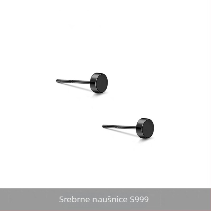 S999 srebrne minimalističke ravne naušnice za muškarce, geometrijski punk stil