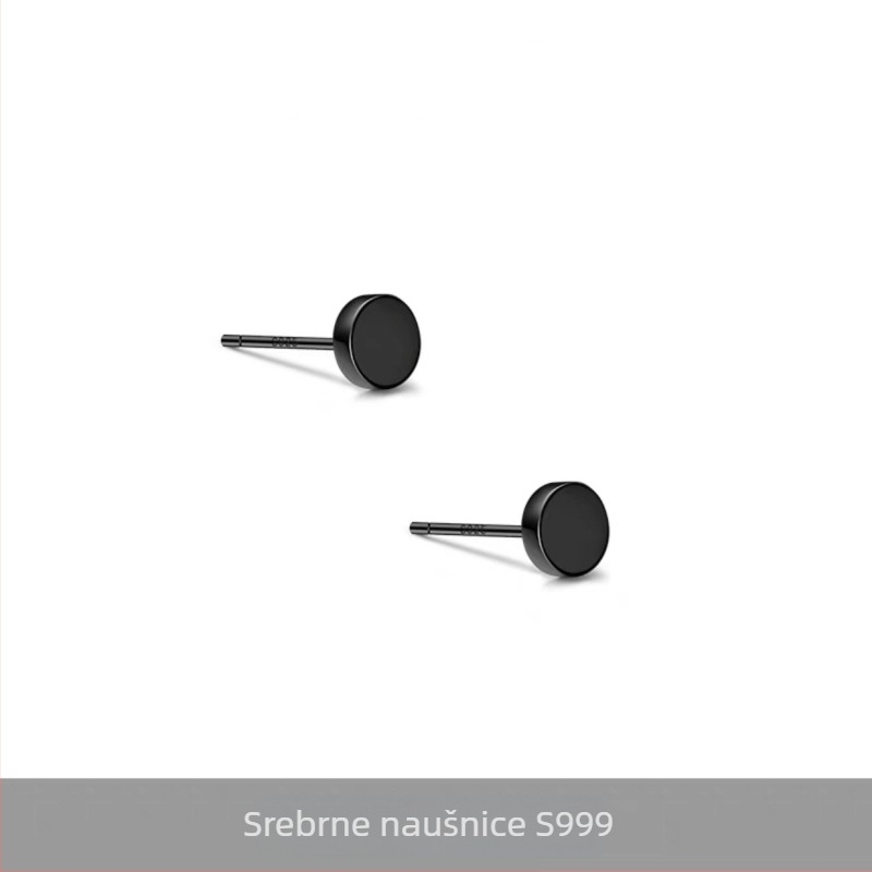 S999 srebrne minimalističke ravne naušnice za muškarce, geometrijski punk stil