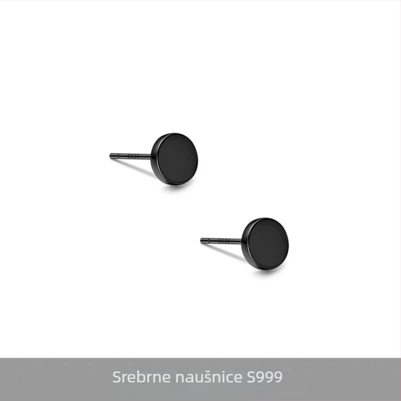 S999 srebrne minimalističke ravne naušnice za muškarce, geometrijski punk stil