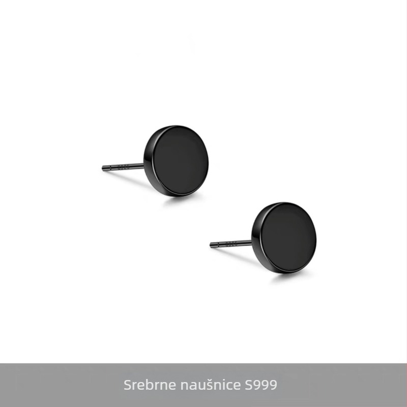 S999 srebrne minimalističke ravne naušnice za muškarce, geometrijski punk stil