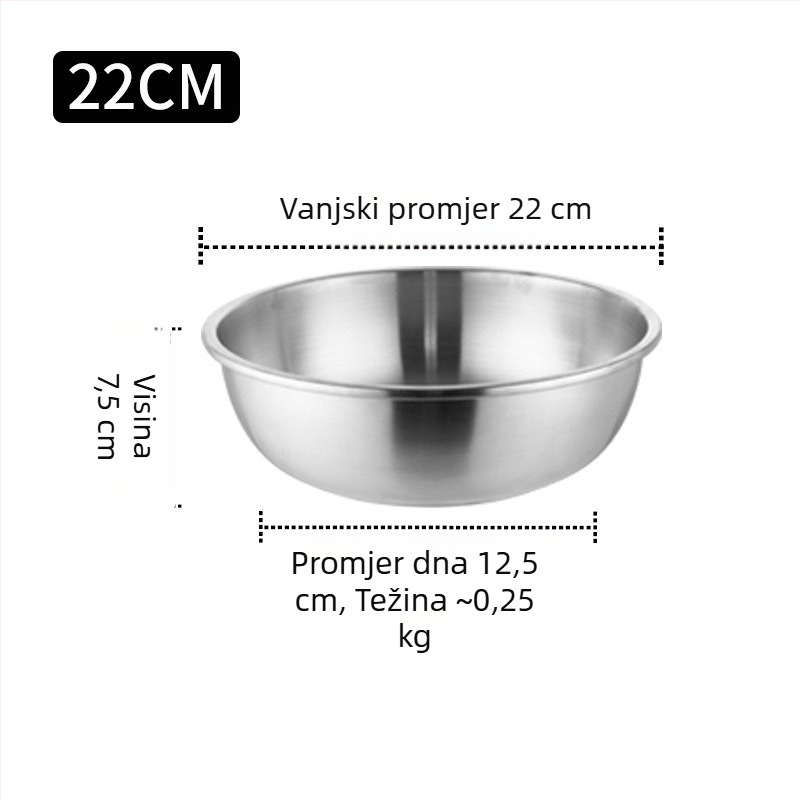 Posuda od nehrđajućeg čelika 304 za juhu, mućenje jaja i tijesta