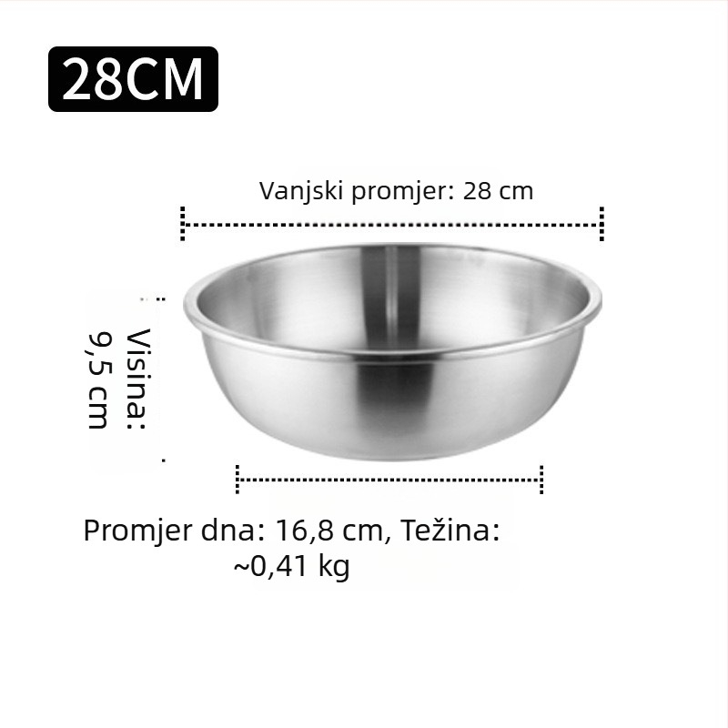 Posuda od nehrđajućeg čelika 304 za juhu, mućenje jaja i tijesta