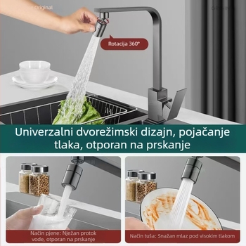 Potpuno bakrena okretna kuhinjska mješalica za sudoperu, topla i hladna voda, zaštita od prskanja