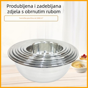 Nerđajući čelik, višenamjenska kuhinjska posuda bez magnetnog ruba, pogodna za pranje povrća, mijesanje tijesta, tučenje jaja i pripremu salata
