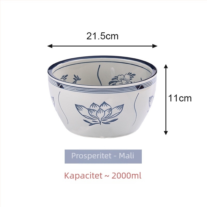 Plavo-bijela porcelanska keramička zdjela, ekstra velika, za juhe, tjesteninu i hladna jela