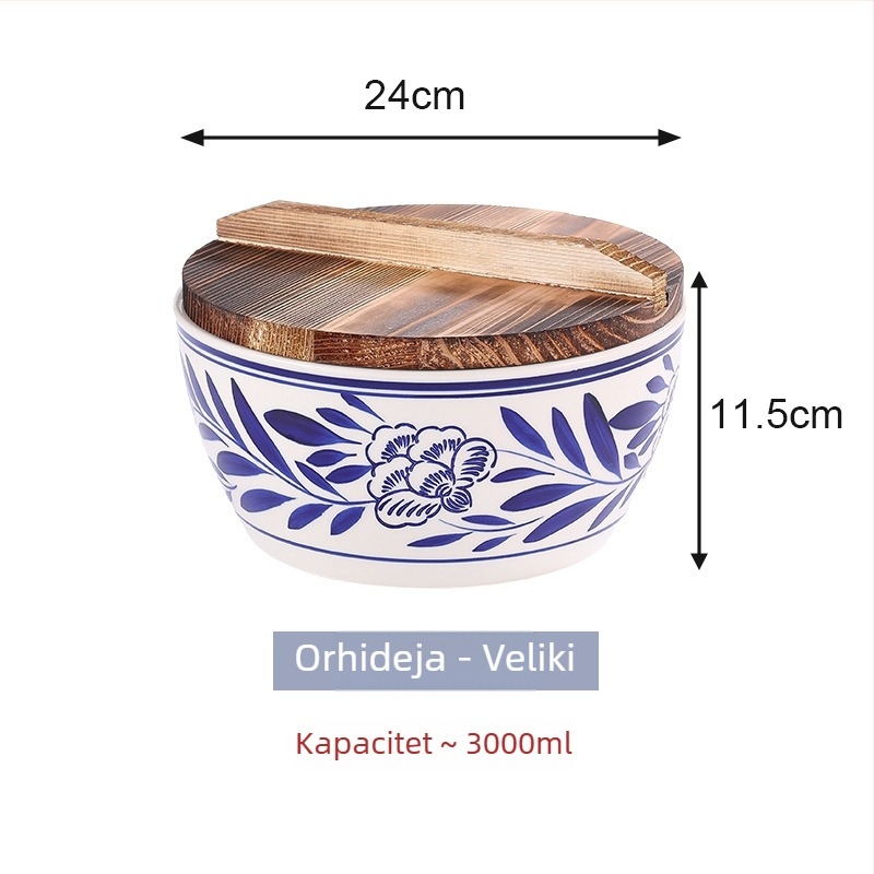Plavo-bijela porcelanska keramička zdjela, ekstra velika, za juhe, tjesteninu i hladna jela