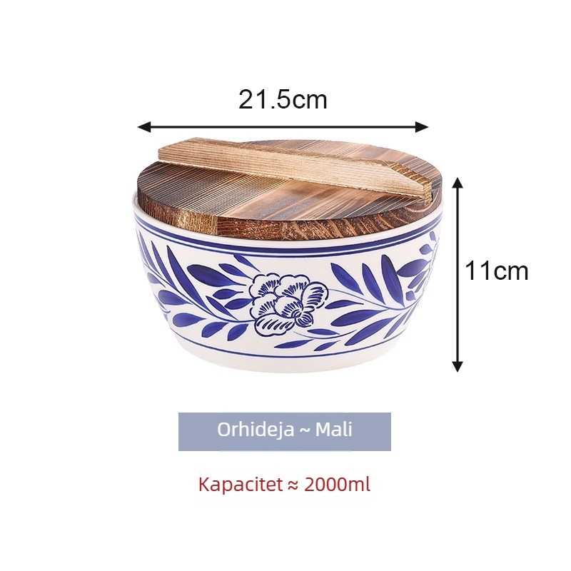 Plavo-bijela porcelanska keramička zdjela, ekstra velika, za juhe, tjesteninu i hladna jela
