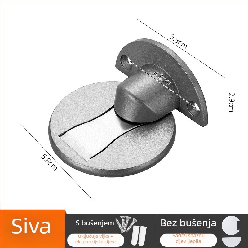 Podno montirani magnetski stopper za vrata – nevidljiv, bez rupa, otporan na udarce, tih rad, aluminijska legura