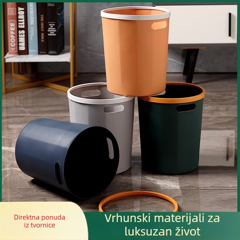 Plastična okrugla kanta za smeće 10 L bez poklopca, za kućnu upotrebu – kuhinja, spavaća soba, dnevni boravak, kupaonica