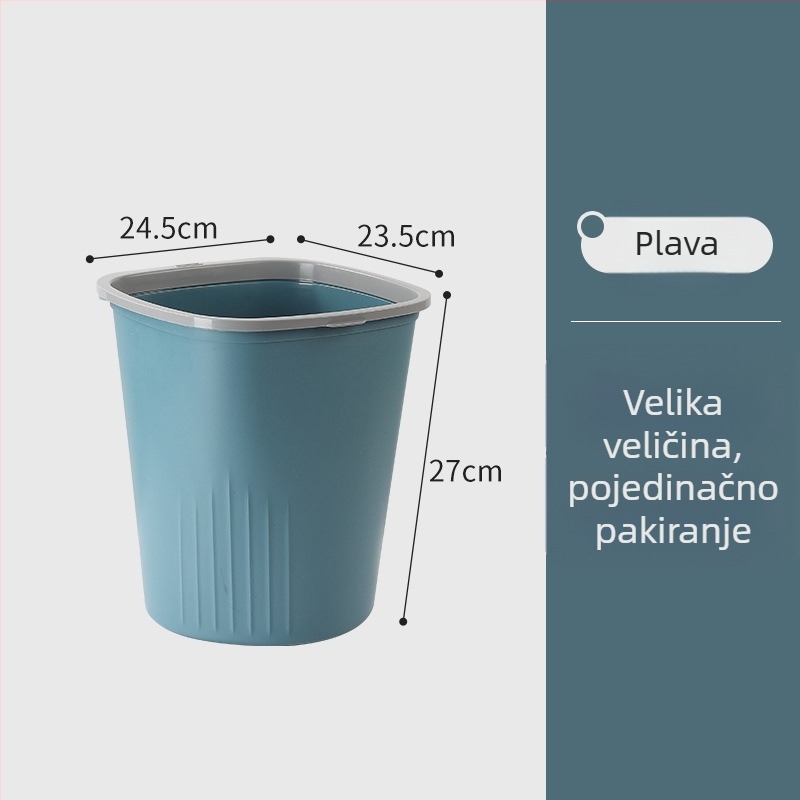 Plastična okrugla kanta za smeće 10 L bez poklopca, za kućnu upotrebu – kuhinja, spavaća soba, dnevni boravak, kupaonica