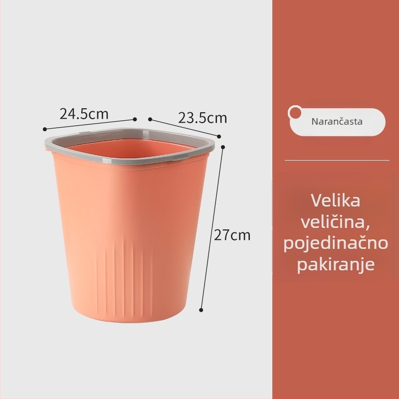 Plastična okrugla kanta za smeće 10 L bez poklopca, za kućnu upotrebu – kuhinja, spavaća soba, dnevni boravak, kupaonica