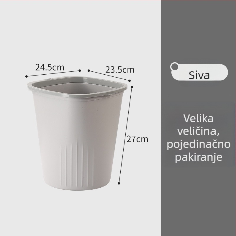 Plastična okrugla kanta za smeće 10 L bez poklopca, za kućnu upotrebu – kuhinja, spavaća soba, dnevni boravak, kupaonica