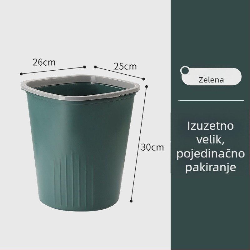 Plastična okrugla kanta za smeće 10 L bez poklopca, za kućnu upotrebu – kuhinja, spavaća soba, dnevni boravak, kupaonica