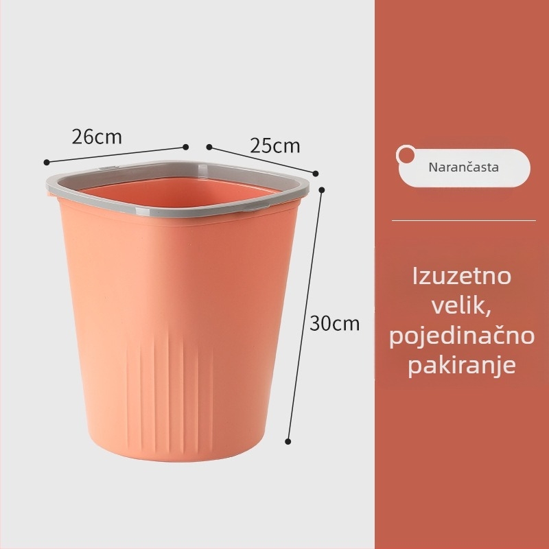 Plastična okrugla kanta za smeće 10 L bez poklopca, za kućnu upotrebu – kuhinja, spavaća soba, dnevni boravak, kupaonica