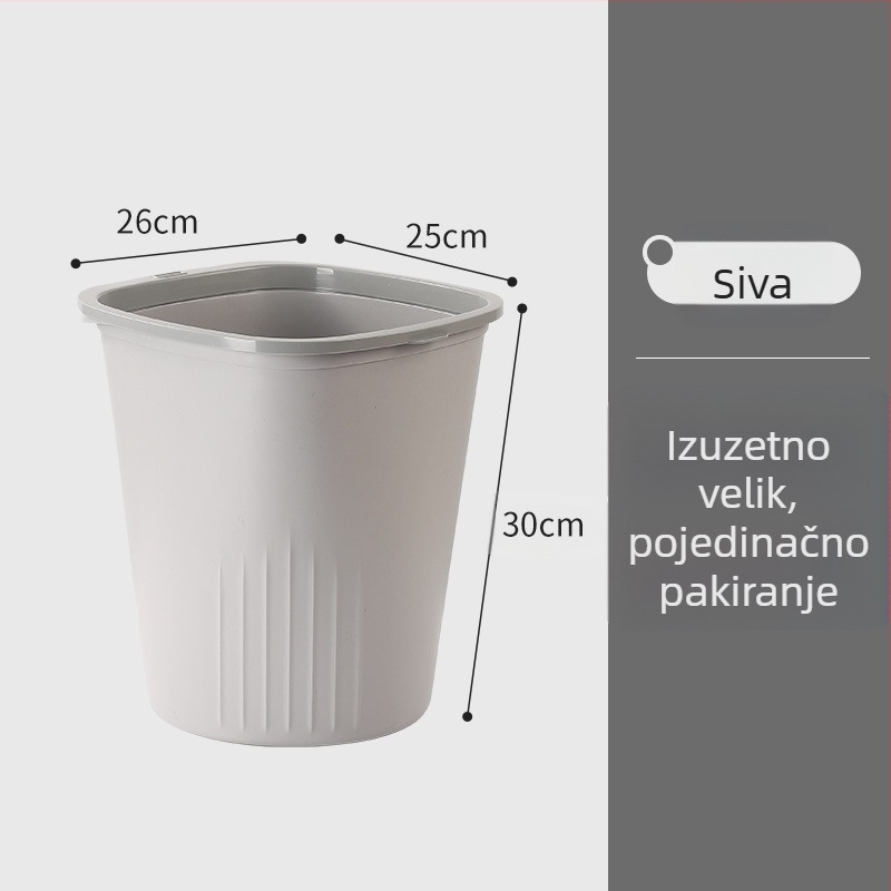 Plastična okrugla kanta za smeće 10 L bez poklopca, za kućnu upotrebu – kuhinja, spavaća soba, dnevni boravak, kupaonica