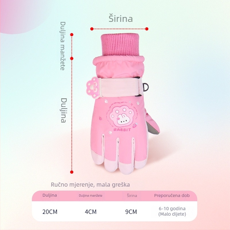 Nove dječje zimske rukavice za skijanje s karikaturnim motivom medvjeda, debele i vodootporne, s pet prstiju