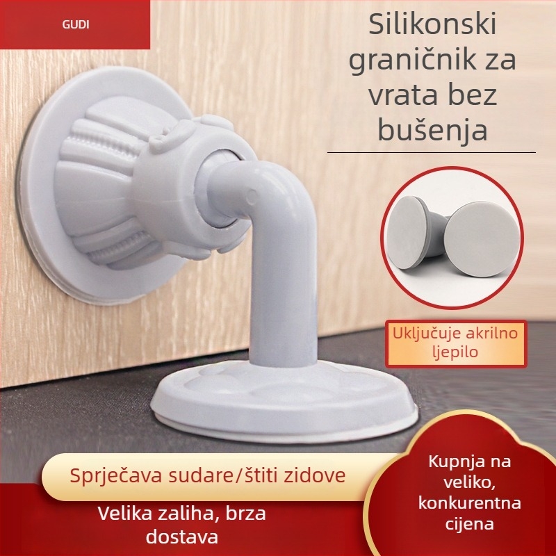 Silikonska usisna dvor vrata bez bušenja, zaštita od sudara, tih usis na vrhu vrata, za zid i pod u prostorijama i kupaonama
