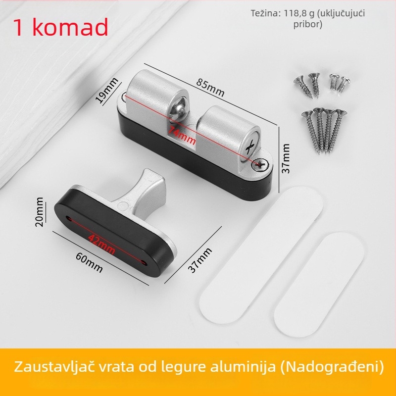 Automatski zatvarač vrata od aluminijske legure, bez bušenja, za spavaća i garderobna vrata