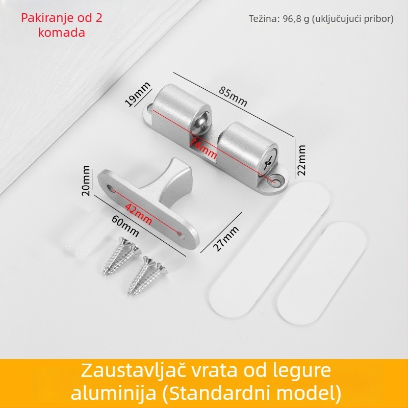 Automatski zatvarač vrata od aluminijske legure, bez bušenja, za spavaća i garderobna vrata