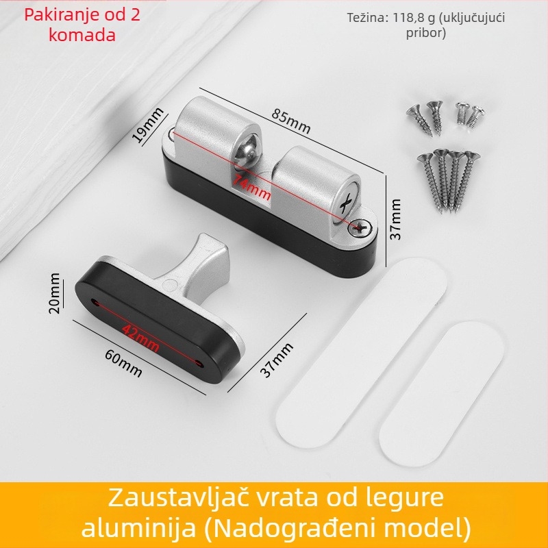 Automatski zatvarač vrata od aluminijske legure, bez bušenja, za spavaća i garderobna vrata