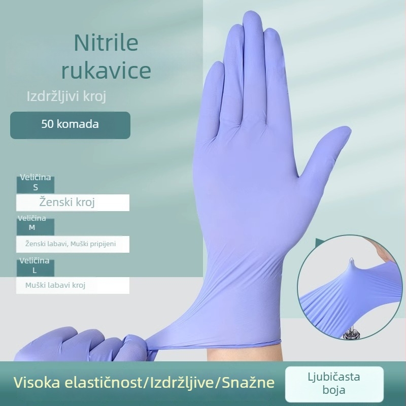 Jednokratne nitrilne rukavice, prehrambene kvalitete, otporne za kućne poslove, kuhinjsko čišćenje i pranje suđa, vodootporne