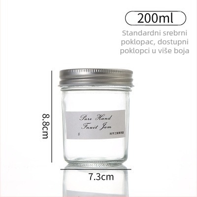 Staklena Mason posuda s aluminijskim poklopcem, okrugla, 301–500 ml, za domaći čili umak, džem i konzervirano voće