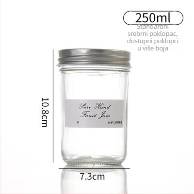 Staklena Mason posuda s aluminijskim poklopcem, okrugla, 301–500 ml, za domaći čili umak, džem i konzervirano voće