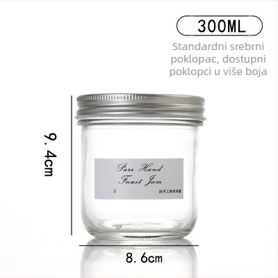 Staklena Mason posuda s aluminijskim poklopcem, okrugla, 301–500 ml, za domaći čili umak, džem i konzervirano voće