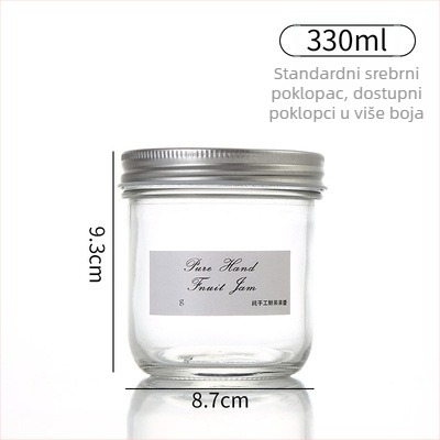 Staklena Mason posuda s aluminijskim poklopcem, okrugla, 301–500 ml, za domaći čili umak, džem i konzervirano voće