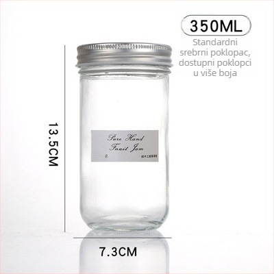 Staklena Mason posuda s aluminijskim poklopcem, okrugla, 301–500 ml, za domaći čili umak, džem i konzervirano voće