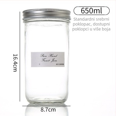 Staklena Mason posuda s aluminijskim poklopcem, okrugla, 301–500 ml, za domaći čili umak, džem i konzervirano voće