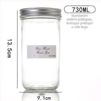 Staklena Mason posuda s aluminijskim poklopcem, okrugla, 301–500 ml, za domaći čili umak, džem i konzervirano voće