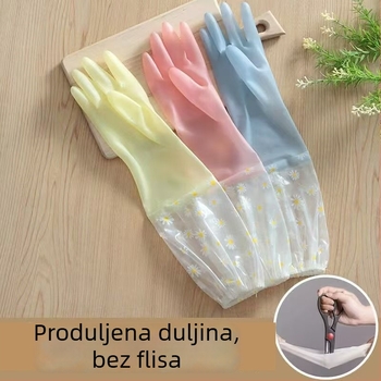 Haoduo produžene vodootporne PVC rukavice za pranje suđa, 50 cm, dvobojne želatinozne boje, za kuhinju i pranje rublja