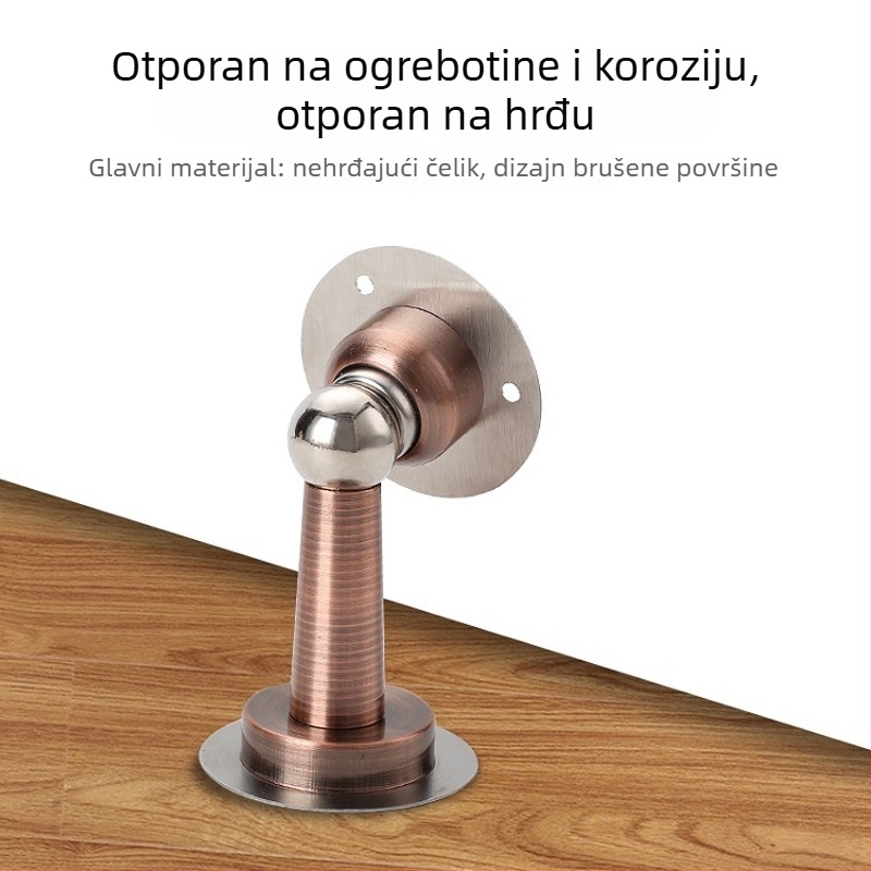 Magnetski držač vrata, zidni, bez bušenja, nehrđajući čelik, crna, tih, protiv sudara