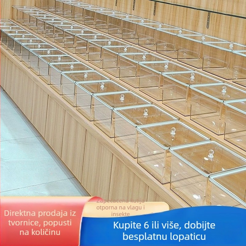 Kutija za hranu sa zatvaračem, pogodna za suhe grickalice, pržene sjemenke i suho voće, prozirna PET kutija