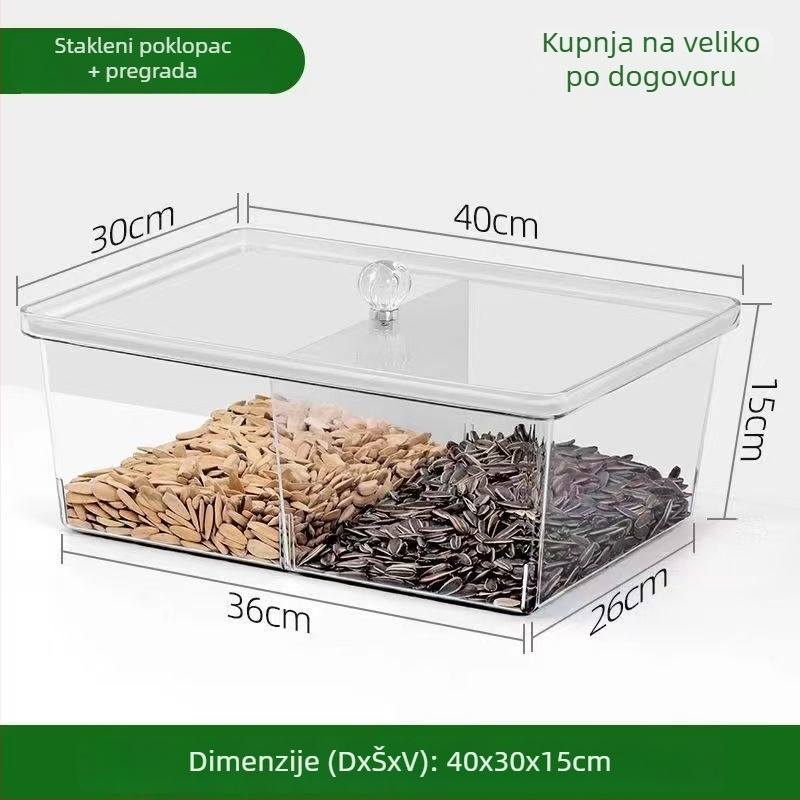 Kutija za hranu sa zatvaračem, pogodna za suhe grickalice, pržene sjemenke i suho voće, prozirna PET kutija
