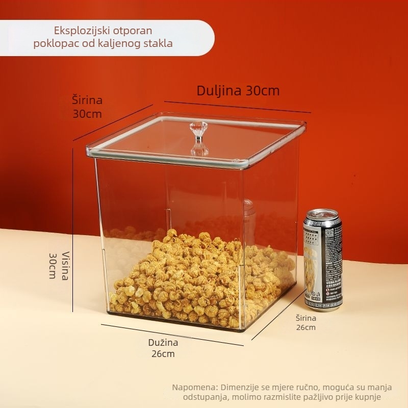 Kutija za hranu sa zatvaračem, pogodna za suhe grickalice, pržene sjemenke i suho voće, prozirna PET kutija
