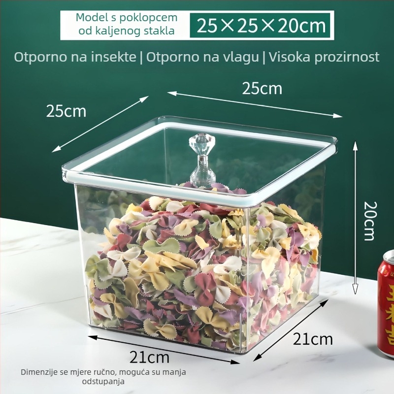 Kutija za hranu sa zatvaračem, pogodna za suhe grickalice, pržene sjemenke i suho voće, prozirna PET kutija