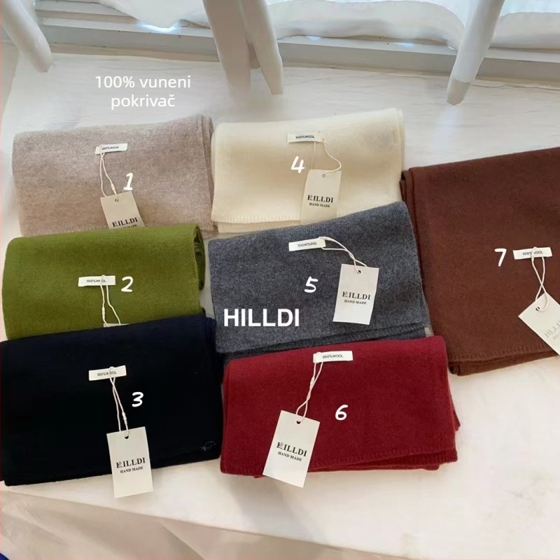 Šal od 100% vune, korejskog stila, zima 2025, unisex, svestran, topao, pleteni