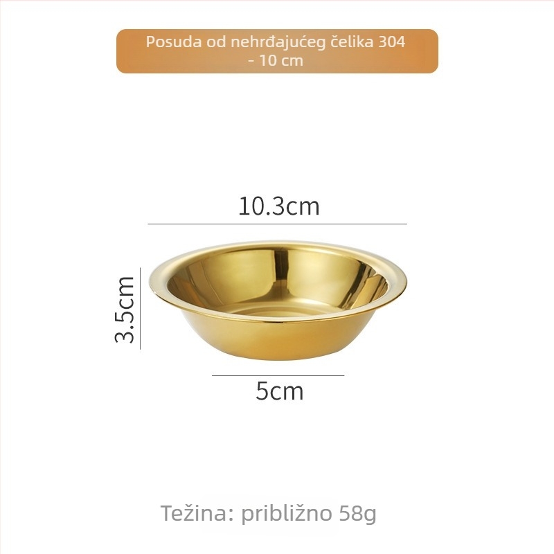 Zlatna posuda od nehrđajućeg čelika za ramen, salate, korejsku kuhinju, grickalice, rižu i umake